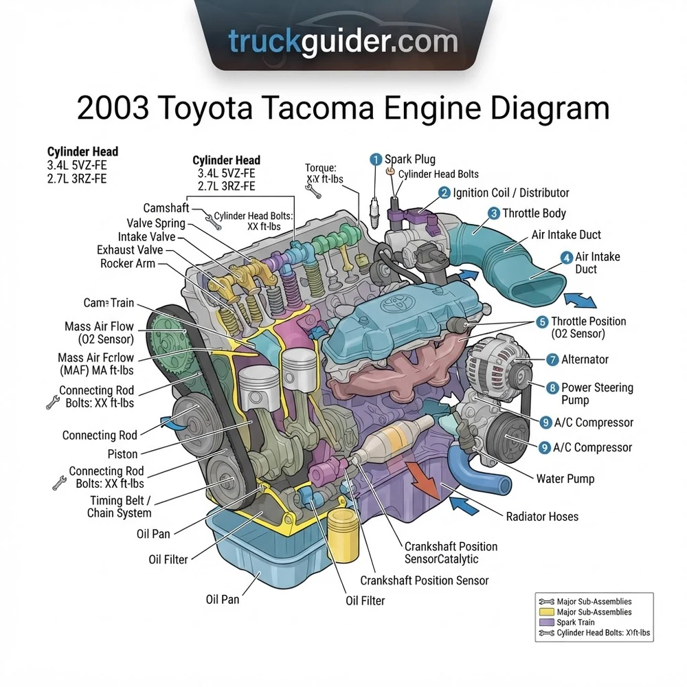 2003 Toyota Tacoma Engine Diagram: 3.4L 5VZ Breakdown 2026
