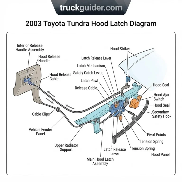 2003 toyota tundra hood latch diagram diagram with labeled components and explanations