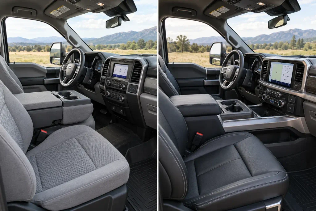 2026 F-250 XLT cloth interior compared with Lariat ActiveX seating