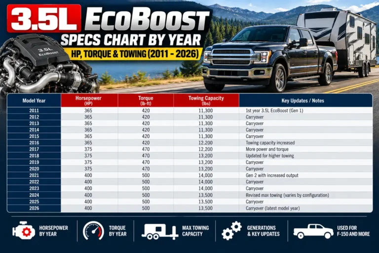 3.5L EcoBoost Specs Chart by Year: 2026 HP, Torque & Towing