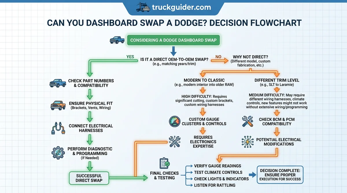 can you dashboard swap a dodge decision flowchart diagram