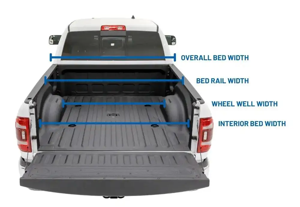 Top-view Chevrolet Colorado bed diagram showing length and clearance between wheel wells