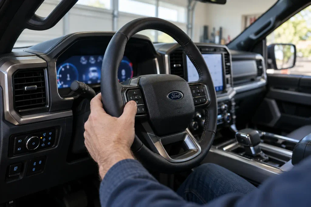 Ford F-150 steering wheel controls used for an oil life reset