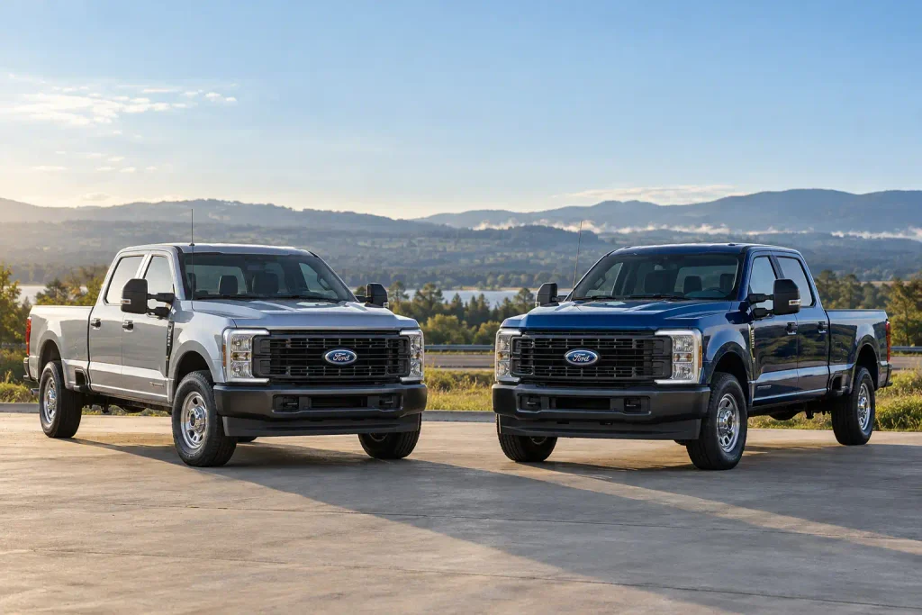2026 Ford F-250 and F-350 pickups side by side for buying comparison