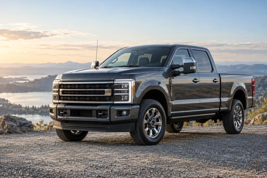 Ford F250 Super Duty with factory wheels for tire size chart by year
