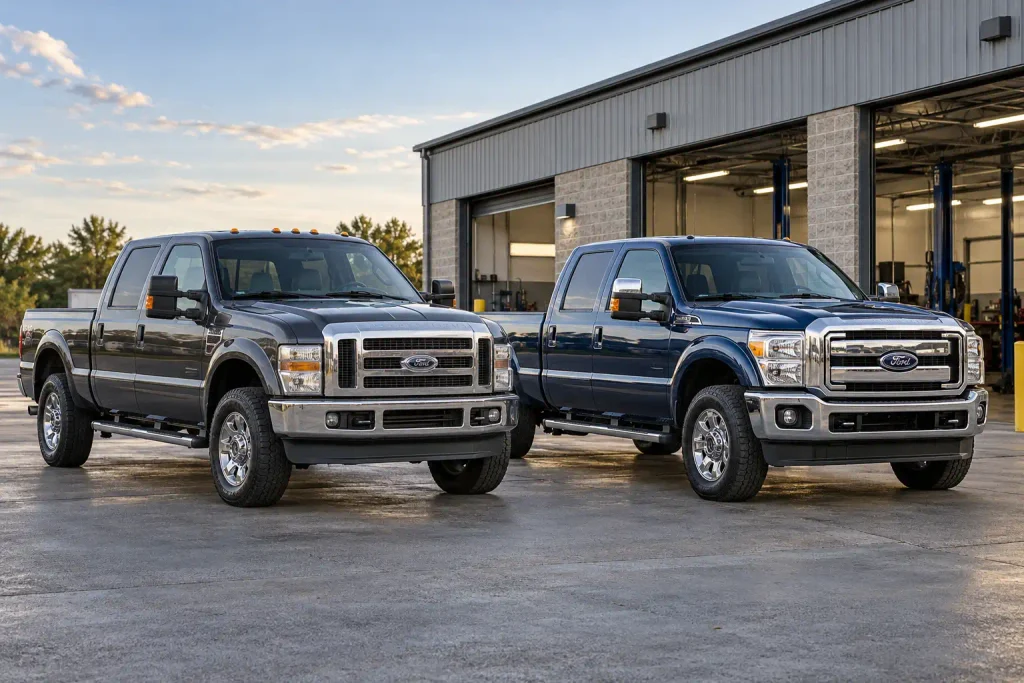 Ford F250 years to avoid comparison showing two generations of Super Duty trucks