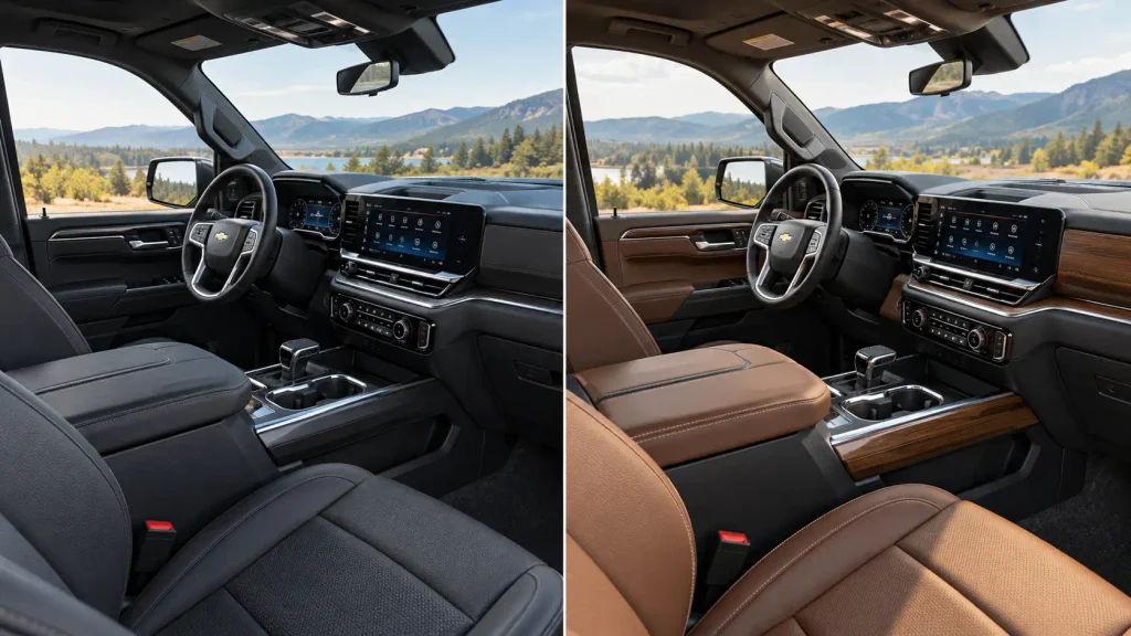Silverado RST and High Country interiors compared for seating and materials