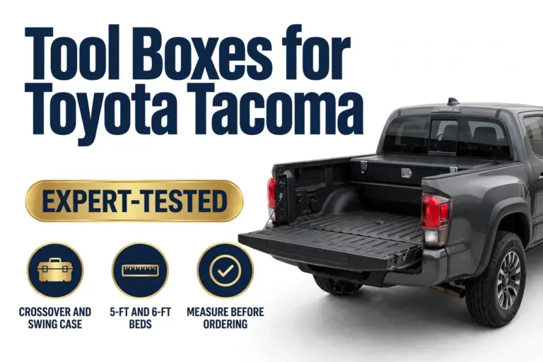Tool Boxes for Toyota Tacoma - crossover and swing case, 5-ft and 6-ft beds, measure before ordering