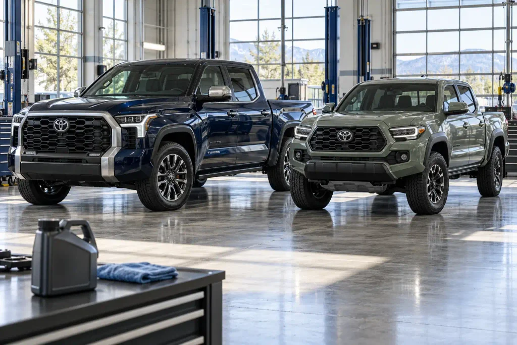 Toyota Tundra and Tacoma hybrids compared for i-FORCE MAX oil capacity