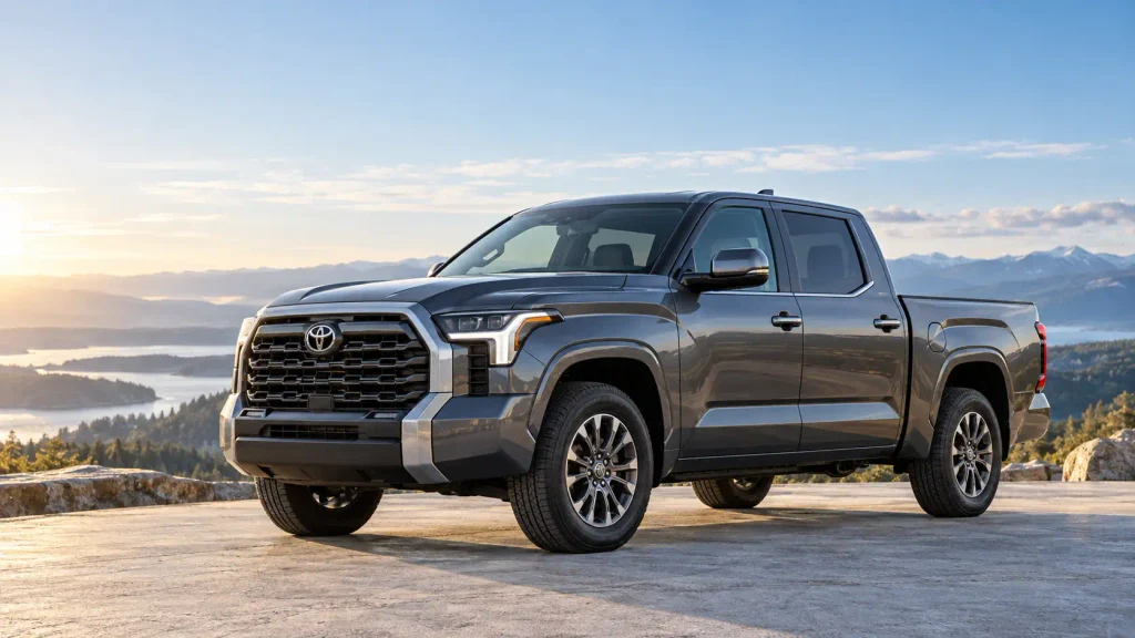 Toyota Tundra pickup with factory wheels for tire size chart